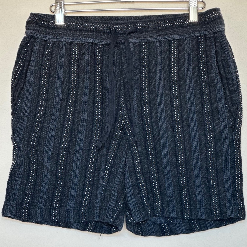 Zara Man Navy Blue Striped Textured Drawstring Shorts Mens Large